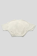 ELASTICATED WAIST CROPPED T-SHIRT WHITE