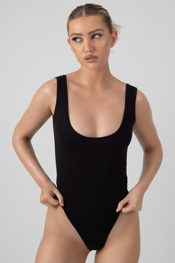 LOW BACK SCOOP BODYSUIT BLACK