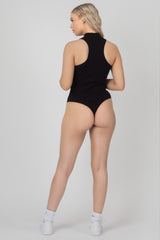 ZIP FRONT RACER BODYSUIT BLACK