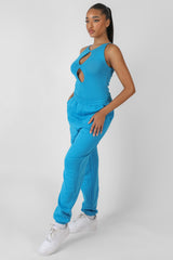 TWIST KEYHOLE SLEEVELESS BODYSUIT BLUE