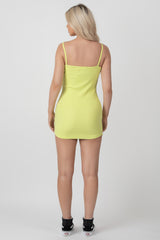 STRAPPY MINI CURVED HEM DRESS LIME