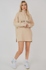 OVERSIZE HALF ZIP SWEATER DRESS STONE