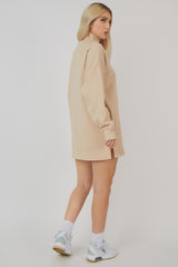 OVERSIZE HALF ZIP SWEATER DRESS STONE