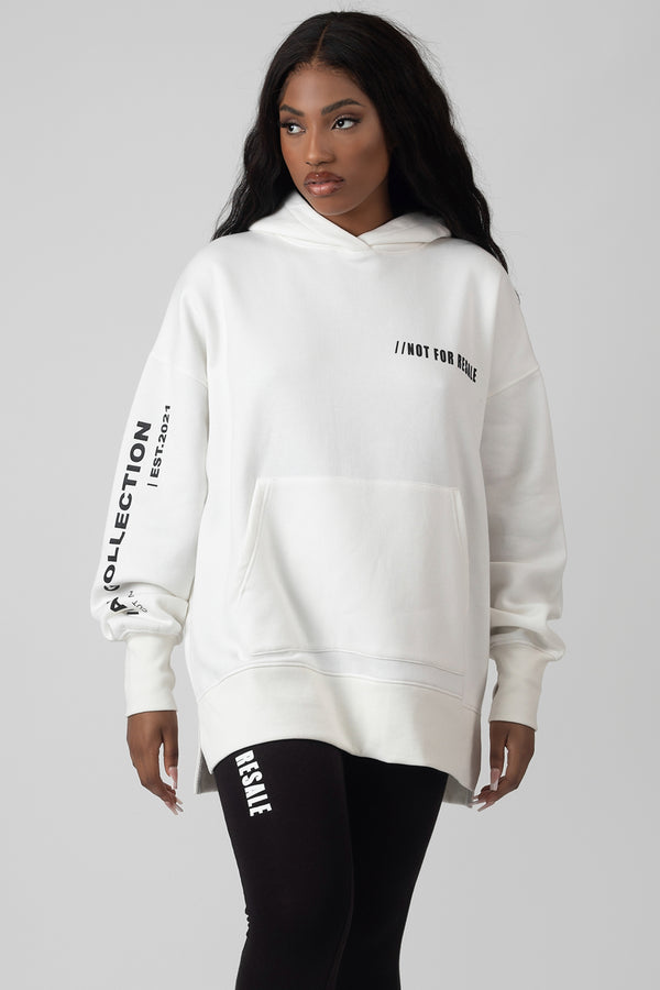 OVERSIZED TEXT HOODY ECRU