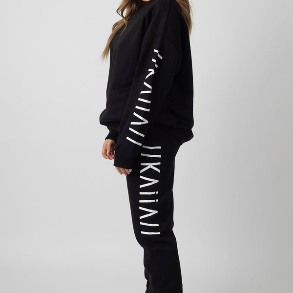 Black slogan online joggers