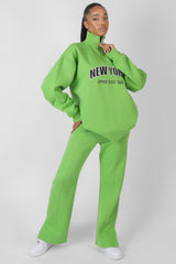 NEW YORK SPLIT HEM STRAIGHT JOGGERS GREEN