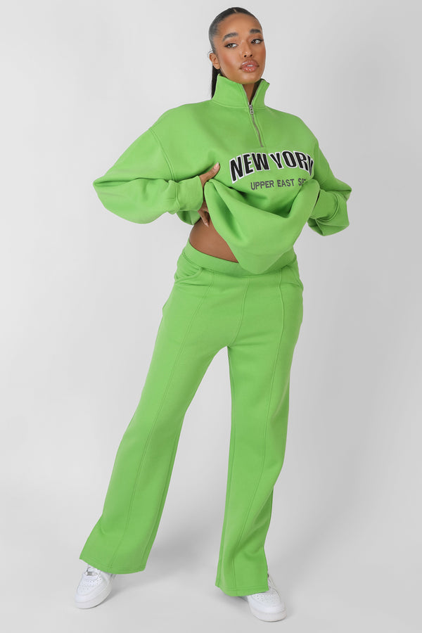 NEW YORK SPLIT HEM STRAIGHT JOGGERS GREEN