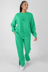 TONAL KAIIA EMBROIDERED JOGGERS GREEN
