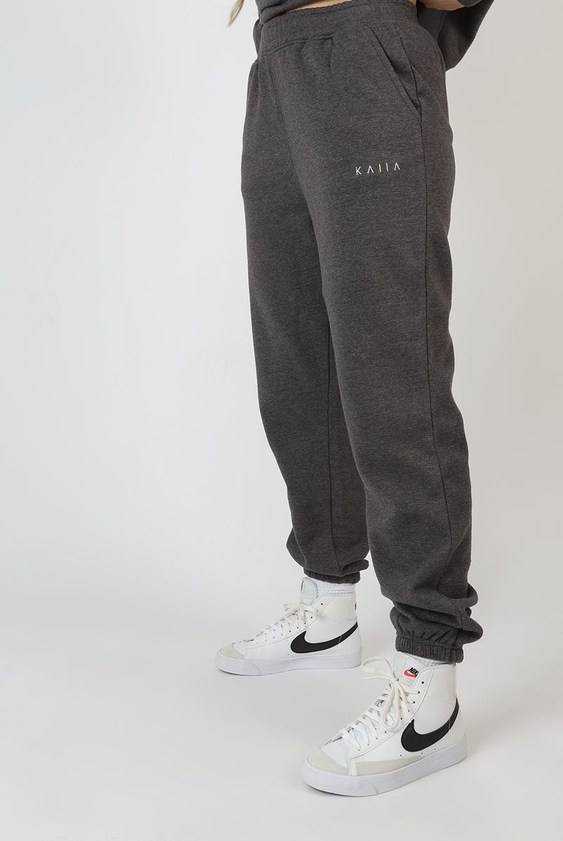 KAIIA EMBROIDERED JOGGERS WASHED CHARCOAL