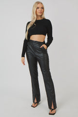 OPEN CHAIN BACK KNITTED CROP TOP BLACK