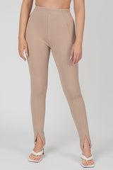 RIB MIX ACID WASH SHAPER LEGGING TAUPE