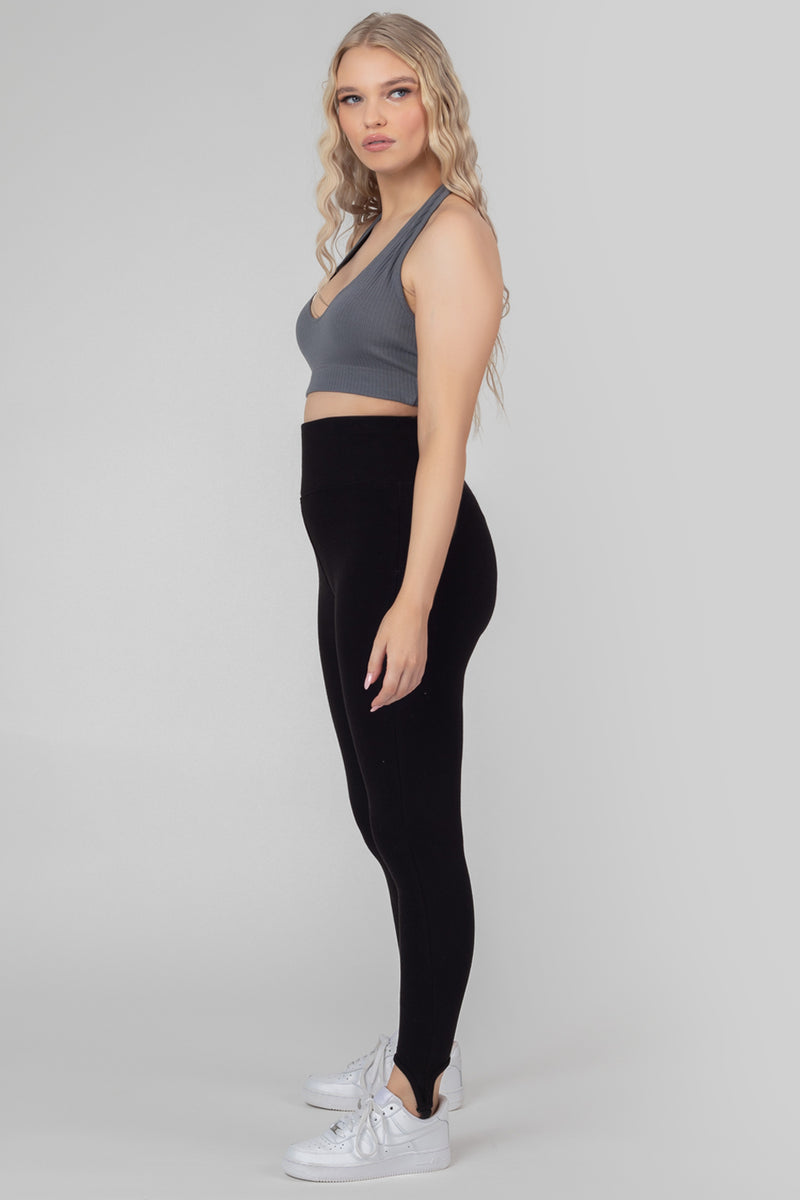 RIB STIRRUP LEGGING BLACK