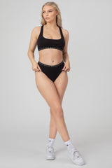 KAIIA ELASTIC SCOOP NECK BRA BLACK