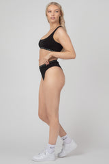 KAIIA ELASTIC SCOOP NECK BRA BLACK