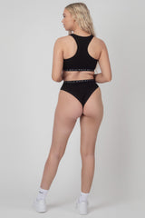 KAIIA ELASTIC SCOOP NECK BRA BLACK