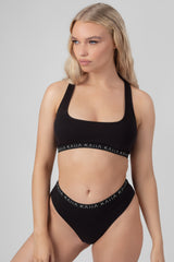 KAIIA ELASTIC SCOOP NECK BRA BLACK