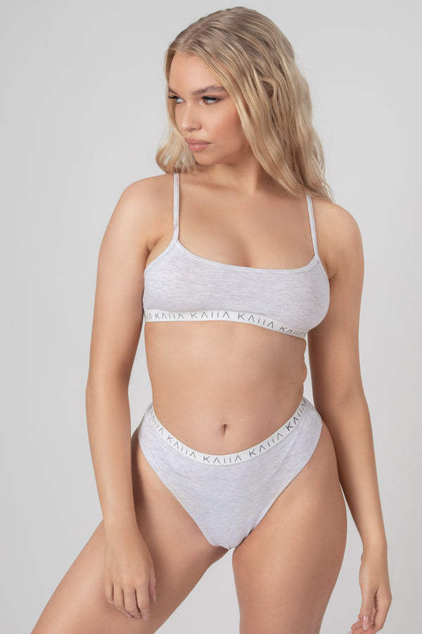KAIIA ELASTIC SQUARENECK BRA GREY MARL
