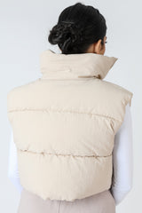 CROPPED PUFFER GILET STONE