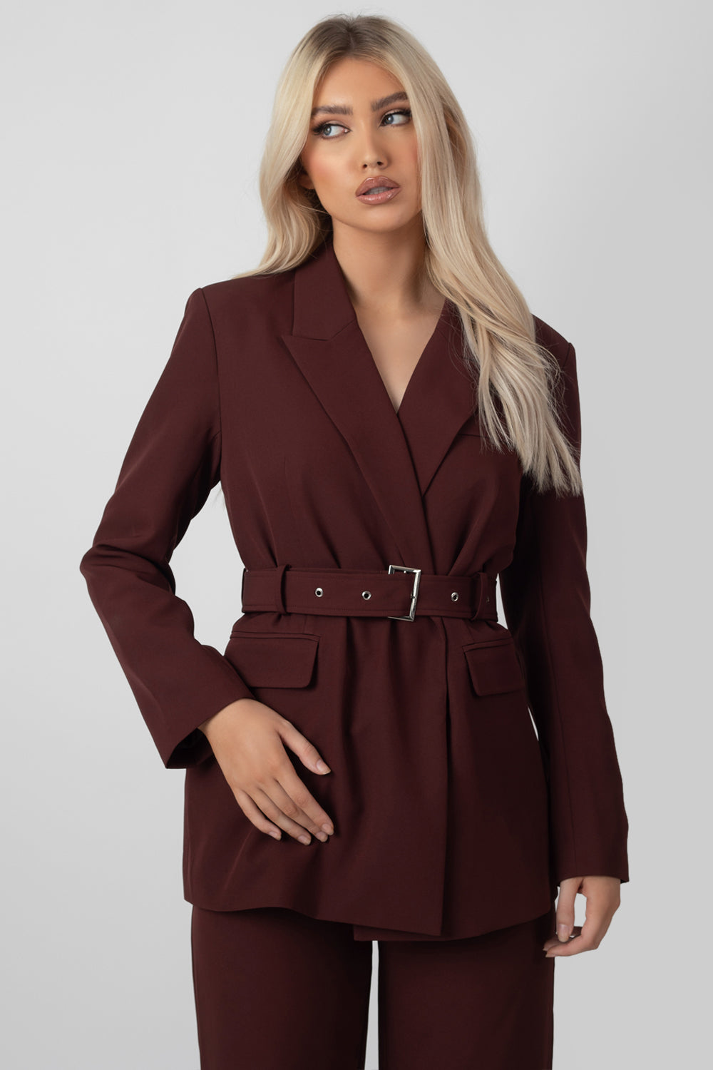 BELTED BOXY BLAZER PORT