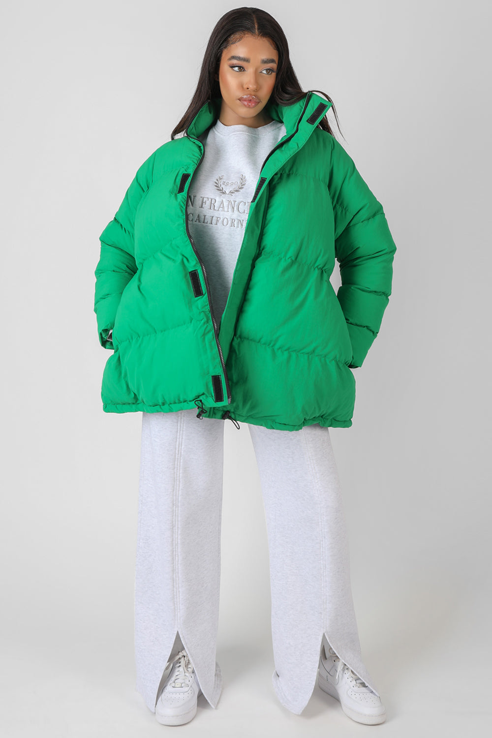 PADDED TRAPEZE PUFFER GREEN | Kaiia