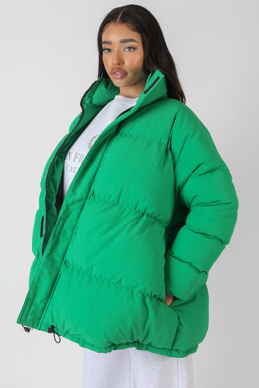 PADDED TRAPEZE PUFFER GREEN