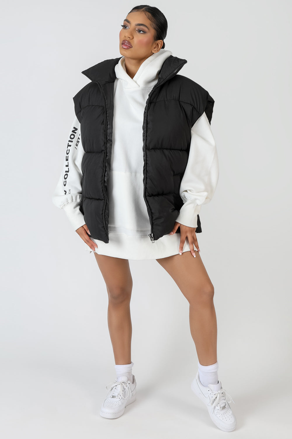 LONGLINE OVERSIZED GILET BLACK Kaiia