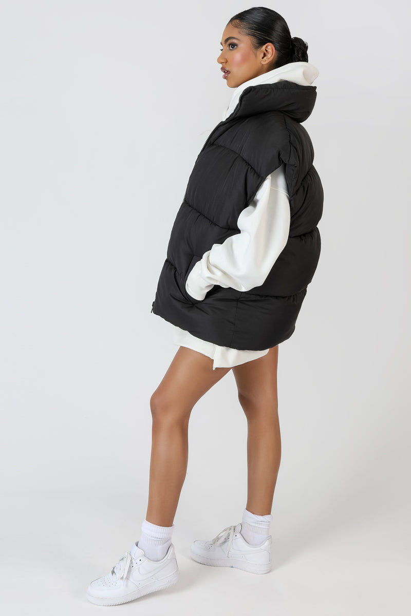 LONGLINE OVERSIZED GILET BLACK