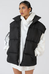 LONGLINE OVERSIZED GILET BLACK
