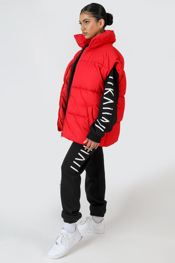 LONGLINE OVERSIZED GILET RED