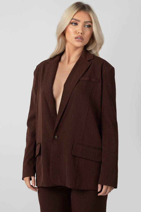 OVERSIZED DAD BLAZER CHOCOLATE
