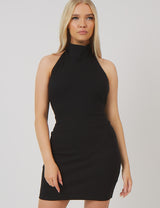 HIGH NECK BACKLESS DRESS