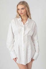 CORSET WAIST SHIRT DRESS WHITE