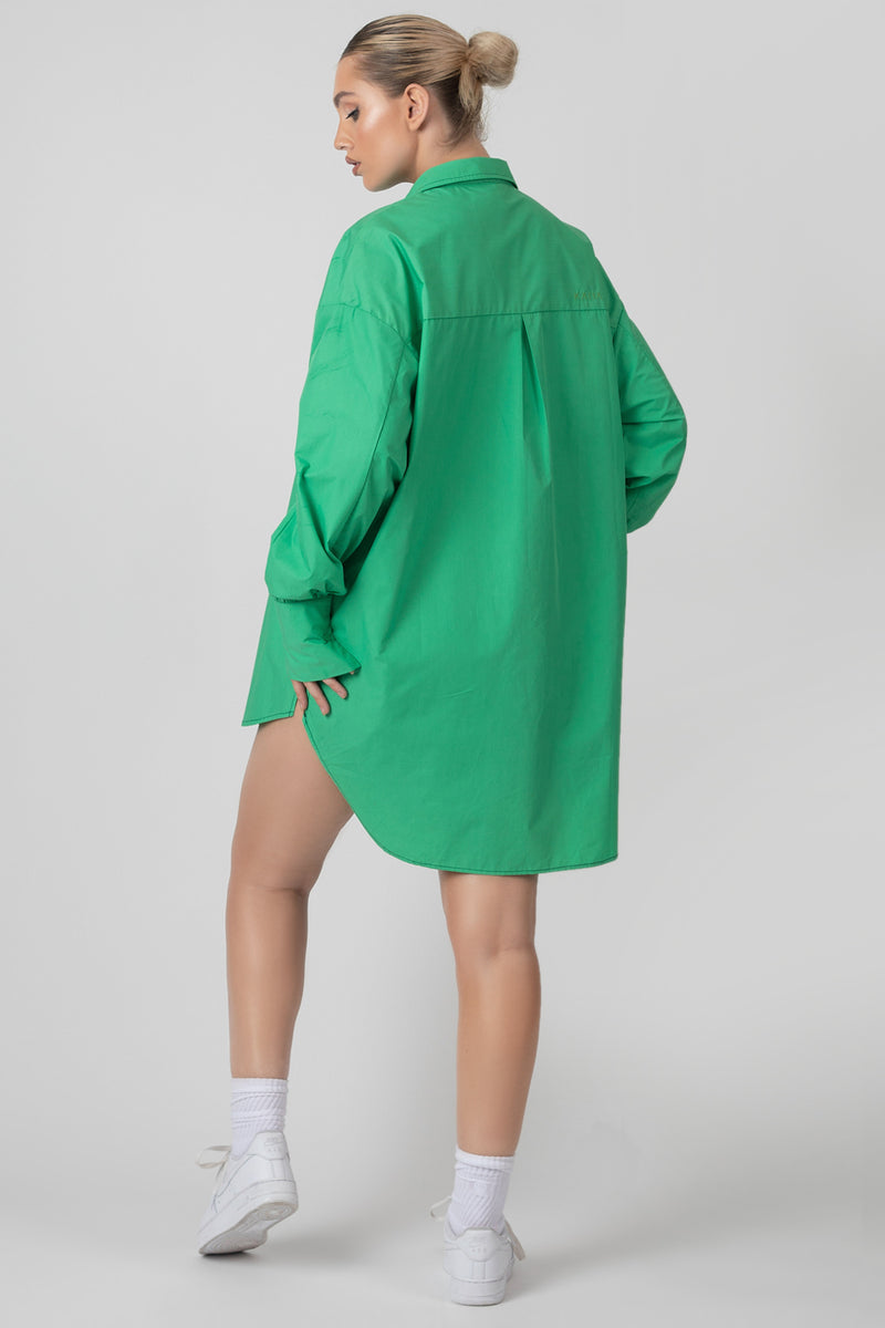 OVERSIZED POPLIN SHIRT DRESS GREEN