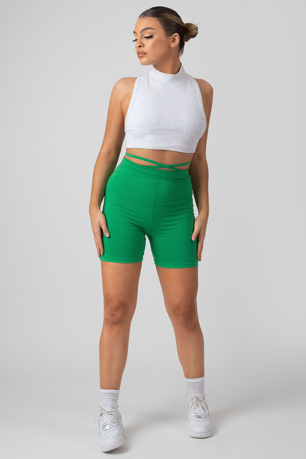 TIE WAIST CYCLING SHORTS GREEN