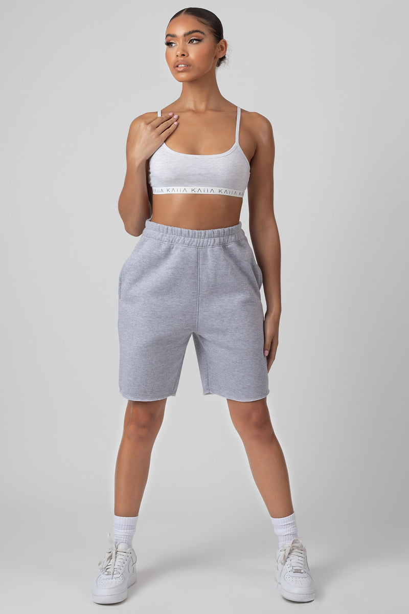 LONGLINE RAW HEM SHORTS GREY