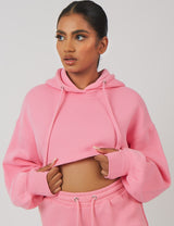OVERSIZED SUPER CROPPED HOODY PINK