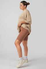 HIGH WAISTED JERSEY CYCLING SHORTS CINNAMON