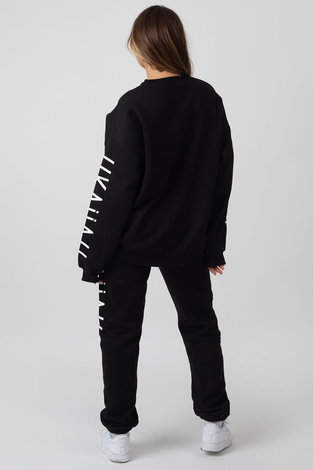 OVERSIZED kaiia branded SLOGAN SLEEVE SWEAT BLACK