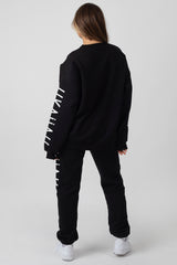 OVERSIZED kaiia branded SLOGAN SLEEVE SWEAT BLACK