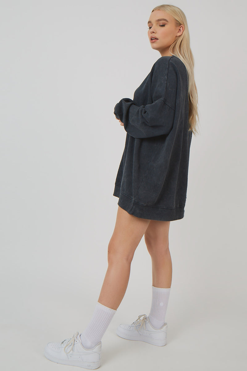 OVERSIZED LONGLINE COPENHAGEN SWEAT ACID WASH