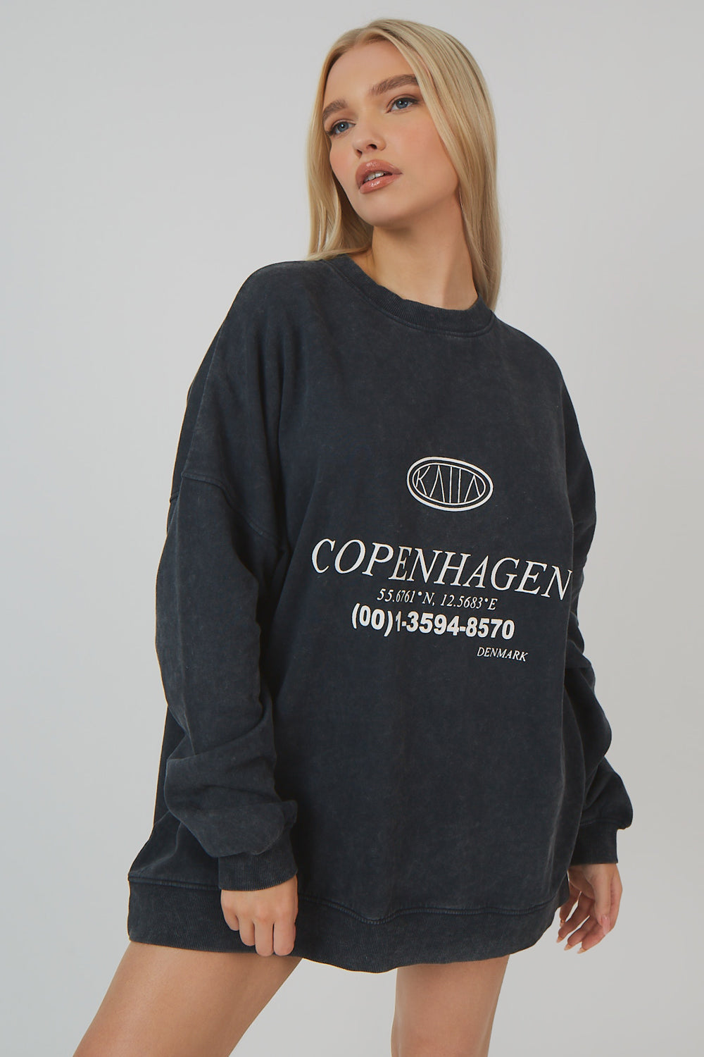 OVERSIZED LONGLINE COPENHAGEN SWEAT ACID WASH