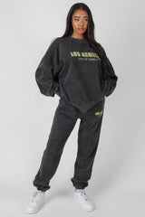 LOS ANGELES ACID WASH OVERSIZED SWEATSHIRT GREY