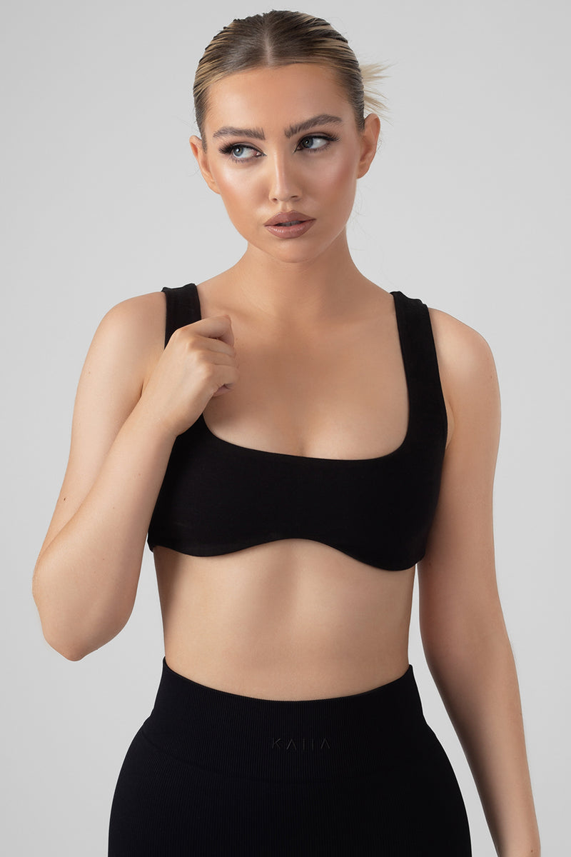 UNDERBUST DETAIL CROP TOP BLACK