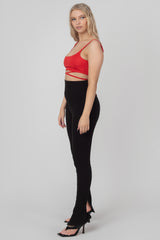 STRAPPY TIE CROPPED BRALET RED