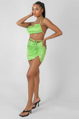 SATIN RUCHED SIDE BRALET GREEN