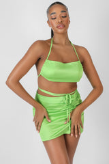 SATIN RUCHED SIDE BRALET GREEN