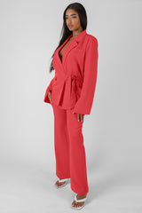 HIGH WAISTED STRAIGHT LEG TROUSERS CORAL