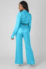 STRAPPY WAIST STRIAGHT LEG TROUSER BLUE