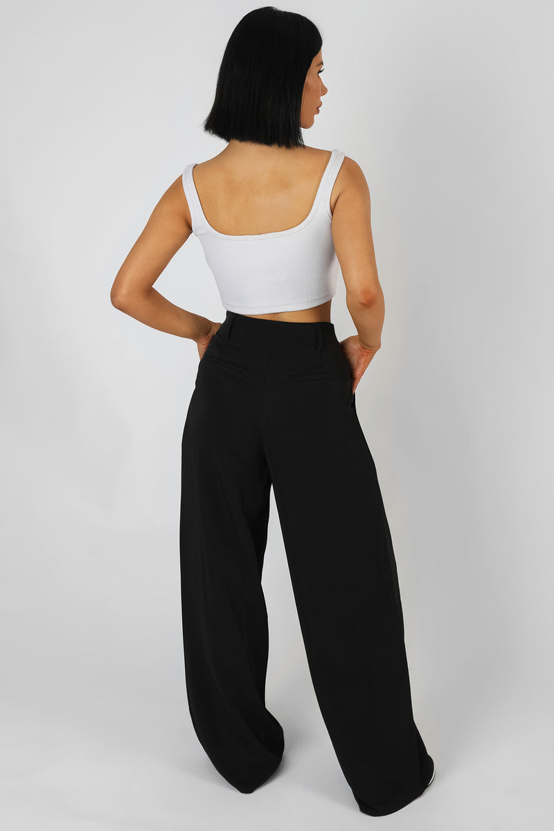 MID RISE TAILORED TROUSERS BLACK