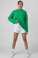 LONG SLEEVE OVERSIZED T SHIRT GREEN